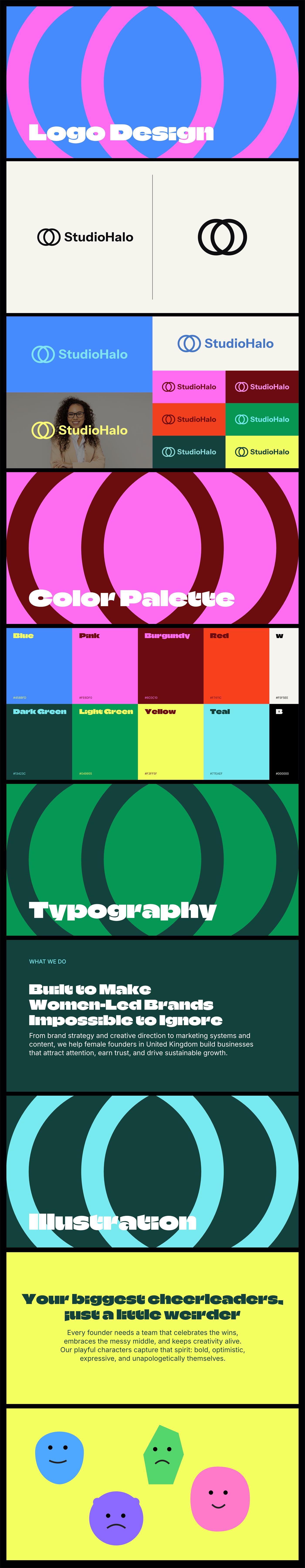 Design and marketing studio brand board and colour palette